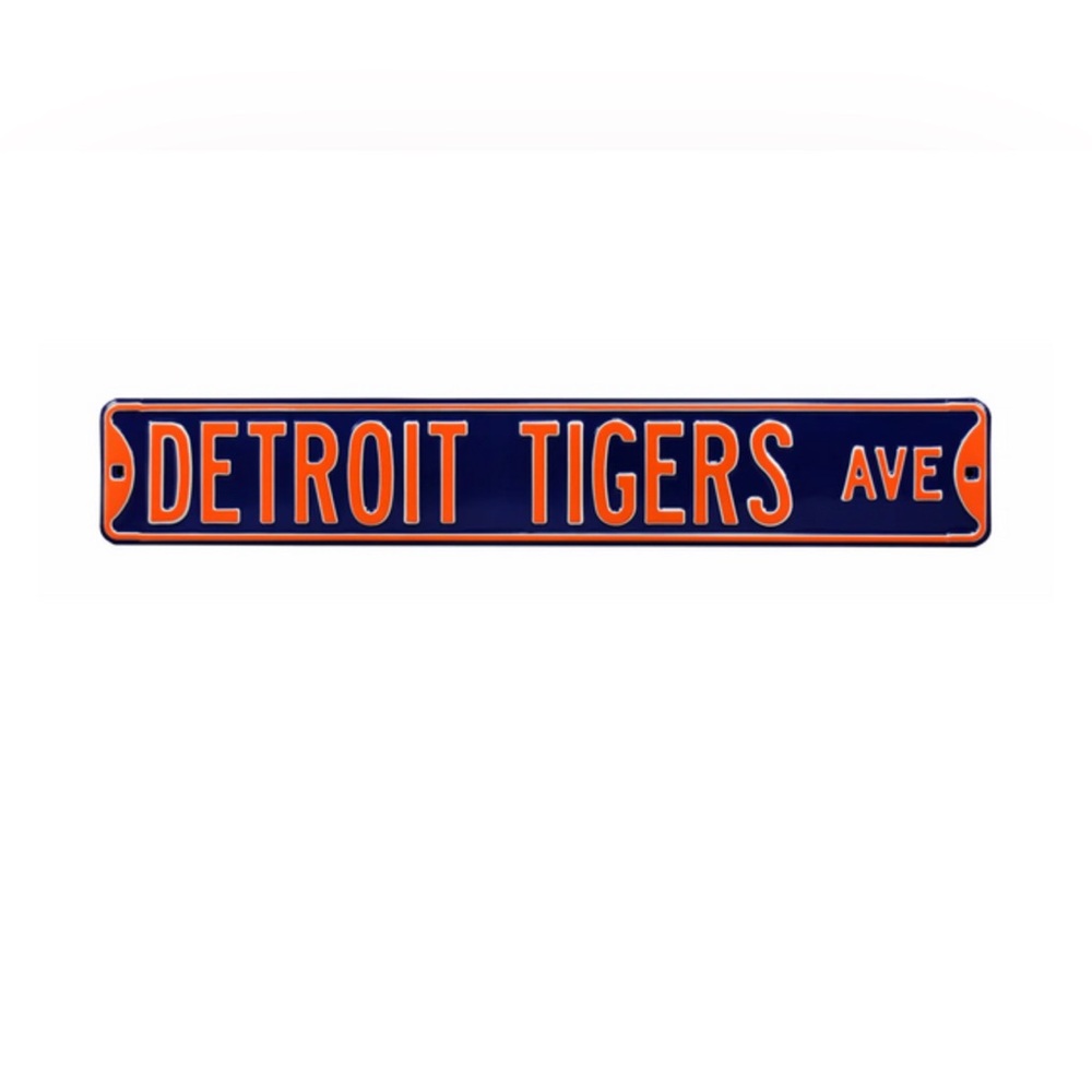 AUTHENTIC MLB LICENSED Detroit Tigers 6" x 36" Steel Street Sign - Navy & Orange